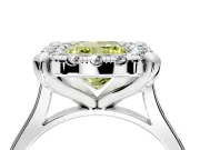 Single Halo Engagement Ring Setting for Fancy Yellow Cushion Cut Center with Corner Claws, Plain Band and Prong Head in Sterling Silver