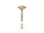 Floral Engagement Ring Setting for Fancy Yellow Radiant Cut Center with Pave Band and Floral Prong Head in Yellow Gold