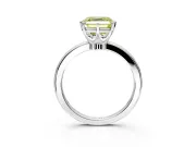 Solitaire Engagement Ring Setting for Fancy Yellow Asscher Cut Center with Plain Band and Tulip Prong Head in White Gold