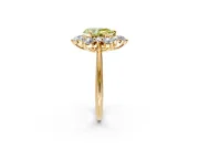 Small-Accent Cluster Halo Engagement Ring Setting for Fancy Yellow Pear-Shaped Center with Plain Band and Prong Head in Yellow Gold