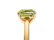 Solitaire Engagement Ring Setting for Fancy Yellow Asscher Cut Center with Flat-Sided Plain Band and Prong Head in Yellow Gold