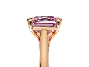 Solitaire Engagement Ring Setting for Fancy Pink Asscher Cut Center with Cathedral Band and Prong Head in Rose Gold