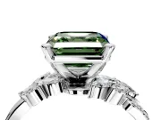 Solitaire Engagement Ring Setting for Fancy Green Asscher Cut Center with Marquise Accent Twist Band and Prong Head in White Gold