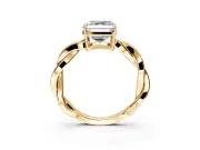 Solitaire Engagement Ring Setting for Asscher Cut Center with Twisted Pave Band and Prong Head in Yellow Gold