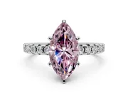 Solitaire Engagement Ring Setting for Fancy Pink Marquise Center with Large Accents and Prong Head in Platinum
