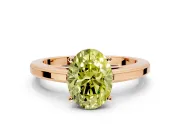 Solitaire Engagement Ring Setting for Fancy Yellow Oval Center with Flat-Sided Plain Band and Prong Head in Rose Gold