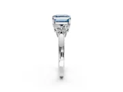 Solitaire Engagement Ring Setting for Fancy Blue Asscher Cut Center with Marquise Flower Shoulders and Prong Head in White Gold