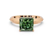 Solitaire Engagement Ring Setting for Fancy Green Princess Cut Center with Wide Knife Ridge Band and Prong Head in Rose Gold