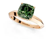 Solitaire Engagement Ring Setting for Fancy Green Cushion Cut Center with Wide Knife Ridge Band and Prong Head in Rose Gold