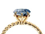 Solitaire Engagement Ring Setting for Fancy Blue Heart-Shaped Center with Plain Twisted Rope Band and Prong Head in Yellow Gold