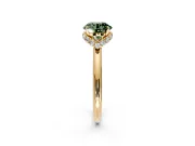 Hidden Halo Engagement Ring Setting for Fancy Green Round Cut Center with Plain Rounded Band and Prong Head in Yellow Gold