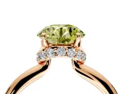 Hidden Halo Engagement Ring Setting for Fancy Yellow Round Cut Center with Plain Rounded Band and Prong Head in Rose Gold