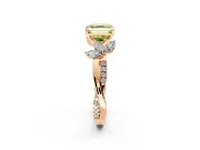 Floral Engagement Ring Setting for Fancy Yellow Asscher Cut Center with Trailing Marquise Accents and Prong Head in Rose Gold