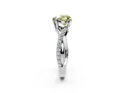 Solitaire Engagement Ring Setting for Fancy Yellow Heart-Shaped Center with Half-Pave Crossover Band and Prong Head in Sterling Silver