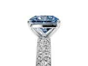 Solitaire Engagement Ring Setting for Fancy Blue Radiant Cut Center with Domed Multi-Row Pave Band and Prong Head in Sterling Silver