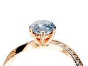 Side Accent Engagement Ring Setting for Fancy Blue Marquise Center with Accent Shoulders and Prong Head in Rose Gold