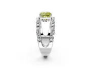 Solitaire Engagement Ring Setting for Fancy Yellow Cushion Cut Center with Wide-Open Split Shank and Prong Head in Platinum