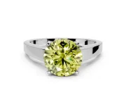 Solitaire Engagement Ring Setting for Fancy Yellow Round Cut Center with Tapered Split Shoulders and Prong Head in Platinum