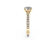 Solitaire Engagement Ring Setting for Round Cut Center with Single Row Accent Band and Prong Head in Yellow Gold