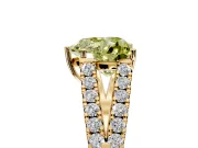Solitaire Engagement Ring Setting for Fancy Yellow Heart-Shaped Center with Pave Split Shank and Prong Head in Yellow Gold
