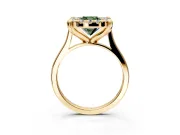 Single Halo Engagement Ring Setting for Fancy Green Cushion Cut Center with Corner Claws, Plain Band and Prong Head in Yellow Gold
