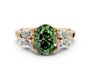Floral Engagement Ring Setting for Fancy Green Oval Center with Marquise Cluster Shoulders and Prong Head in Yellow Gold