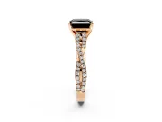 Solitaire Engagement Ring Setting for Fancy Black Princess Cut Center with Twisted Pave Split Shank and Prong Head in Rose Gold