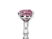 Solitaire Engagement Ring Setting for Fancy Pink Cushion Cut Center with Bamboo Band and Prong Head in Sterling Silver