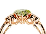 Cluster Engagement Ring Setting for Fancy Yellow Heart-Shaped Center with Bezel Accent Clusters and Prong Head in Rose Gold