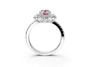 Floral Halo Engagement Ring Setting for Fancy Pink Oval Center with Pave Accents and Prong Head in Platinum