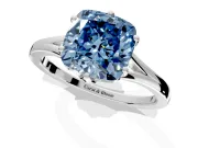 Solitaire Engagement Ring Setting for Fancy Blue Cushion Cut Center with Plain Split Shank and Prong Head in Sterling Silver