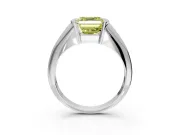 Tension Engagement Ring Setting for Fancy Yellow Asscher Cut Center with Wide Tapered Band and Tension Head in White Gold
