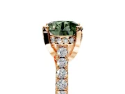 Solitaire Engagement Ring Setting for Fancy Green Round Cut Center with Widening Pave Band and Claw Prong Head in Rose Gold