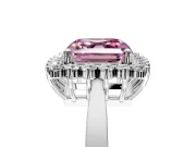 Starburst Halo Engagement Ring Setting for Fancy Pink Asscher Cut Center with Flat Cathedral Band and Prong Head in White Gold