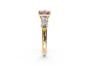 5 Stone Engagement Ring Setting for Fancy Pink Princess Cut Center with Graduated Accents and Prong Head in Yellow Gold