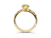 Cluster Engagement Ring Setting for Fancy Yellow Cushion Cut Center with Round Cut Accent Band and Prong Head in Yellow Gold