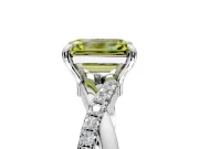 Solitaire Engagement Ring Setting for Fancy Yellow Emerald Cut Center with Half-Pave Crossover Band and Prong Head in Platinum