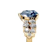 Cluster Engagement Ring Setting for Fancy Blue Heart-Shaped Center with 2-Row Shoulder Clusters and Prong Head in Yellow Gold