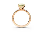 Solitaire Engagement Ring Setting for Fancy Yellow Princess Cut Center with Alternating Size Accents and Prong Head in Rose Gold