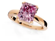 Solitaire Engagement Ring Setting for Fancy Pink Radiant Cut Center with Plain Band and Flat Tab Prong Head in Rose Gold
