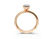 Solitaire Engagement Ring Setting for Emerald Cut Center with Milgrain X Pattern Band and Prong Head in Rose Gold