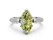 Solitaire Engagement Ring Setting for Fancy Yellow Marquise Center with Multi-Row Accents and Prong Head in Platinum