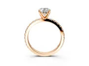 Solitaire Engagement Ring Setting for Oval Center with Fine Pave Band and Claw Prong Head in Rose Gold