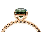 Solitaire Engagement Ring Setting for Fancy Green Emerald Cut Center with Plain Twisted Rope Band and Prong Head in Rose Gold