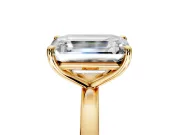 Fancy Yellow Emerald Cut and Emerald Cut Lab-Grown Diamond Toi et Moi Engagement Ring with Prong-Set Stones in Yellow Gold
