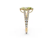 Solitaire Engagement Ring Setting for Fancy Yellow Marquise Center with Pave Split Shank and Prong Head in Yellow Gold