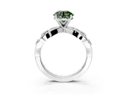 Solitaire Engagement Ring Setting for Fancy Green Round Cut Center with Criss-Cross Accent Band and Prong Head in Platinum