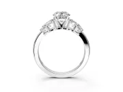 Leaf Cluster Engagement Ring Setting for Oval Center with Marquise Accents and Prong Head in Platinum