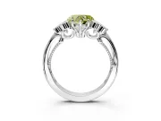 Cluster Engagement Ring Setting for Fancy Yellow Heart-Shaped Center with Bezel Accent Clusters and Prong Head in Platinum