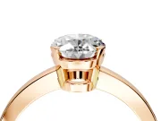 Solitaire Engagement Ring Setting for Oval Center with Plain Band and Flat Tab Prong Head in Rose Gold